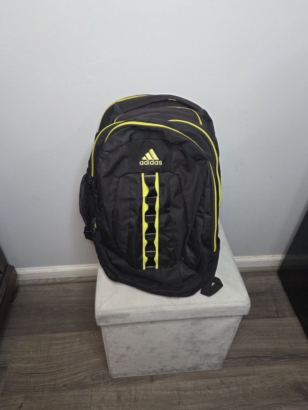 Adidas Ridgemont Men’s Black Backpack with Neon Yellow Trim